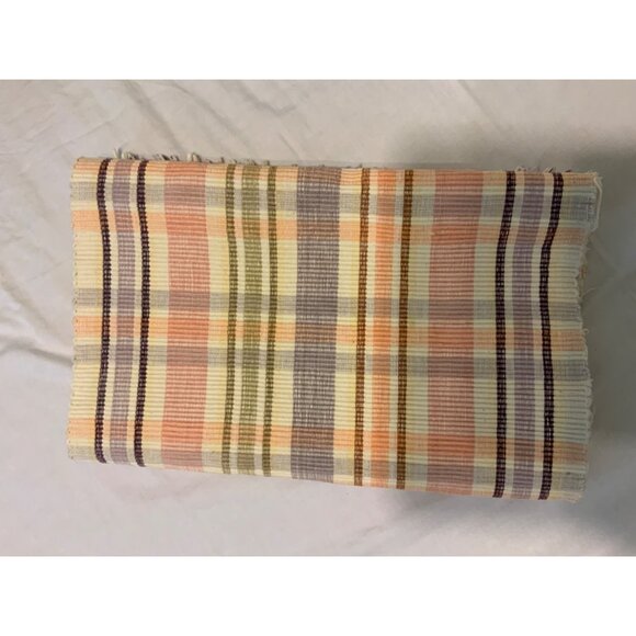 Woven Striped Table Runner 12" X 62" Pastel Orange & Green - Picture 5 of 6